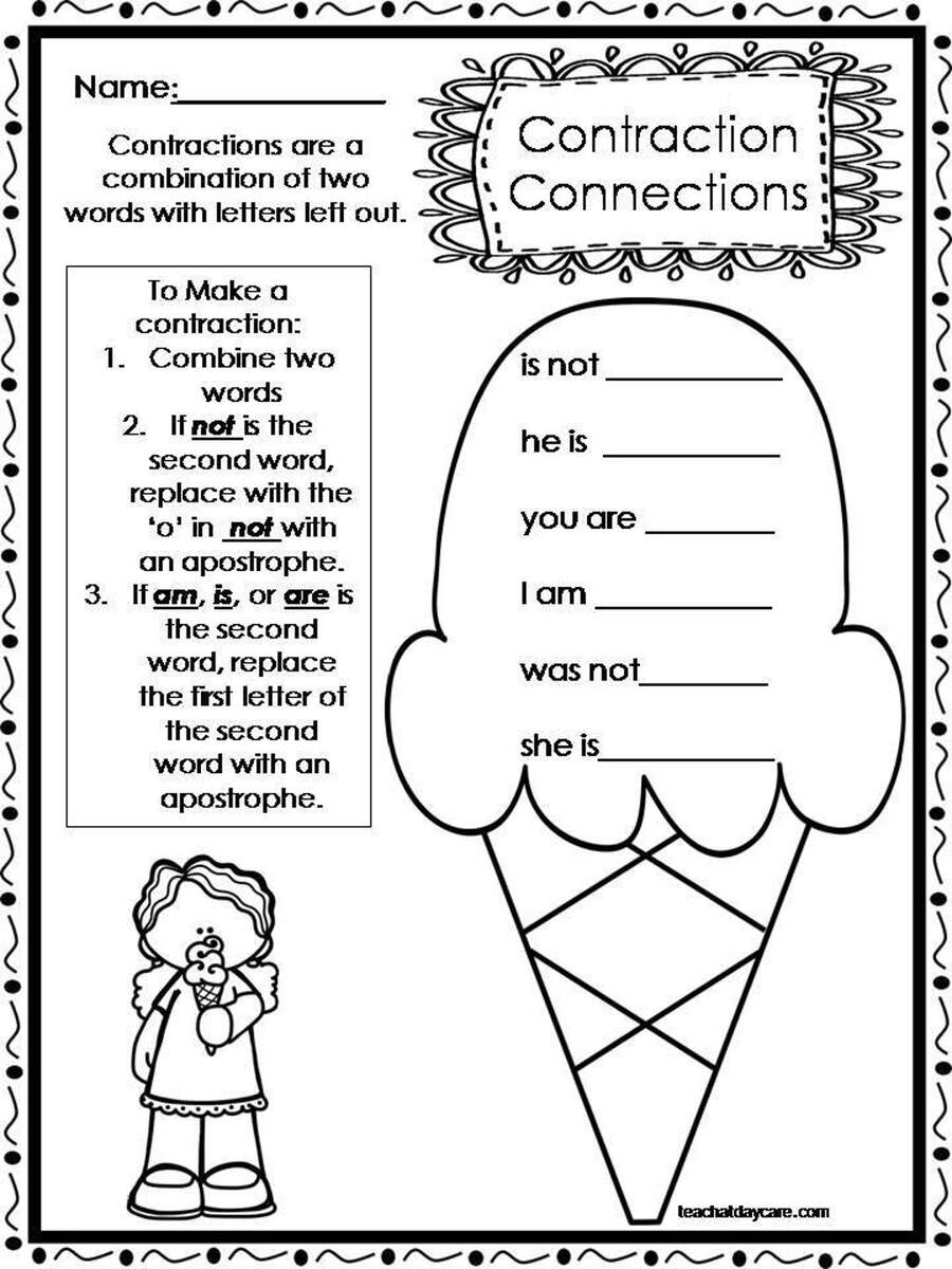 10 Printable Contractions Worksheets 1st 2nd Grade ELA Worksheets Etsy Singapore