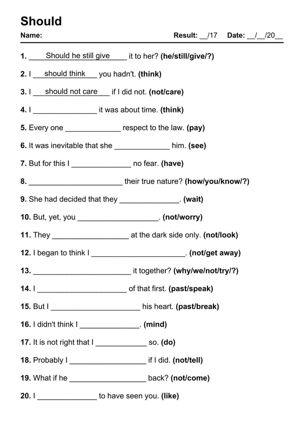 Modal Verbs Worksheets Free Printable PDF Woksheets Games4esl