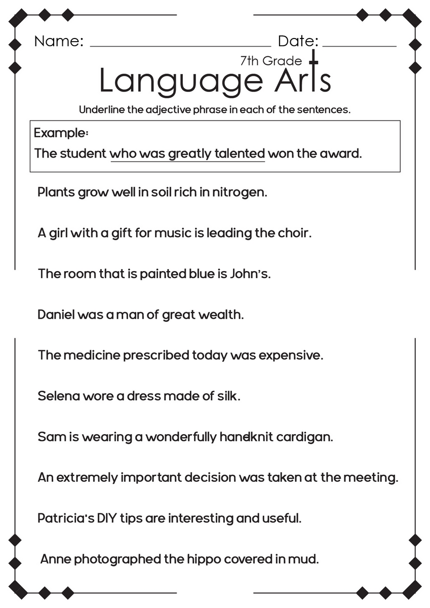 13 High School English Language Arts Worksheets Free PDF At Worksheeto Exercises In Grammar Grade 7 Worksheets Library