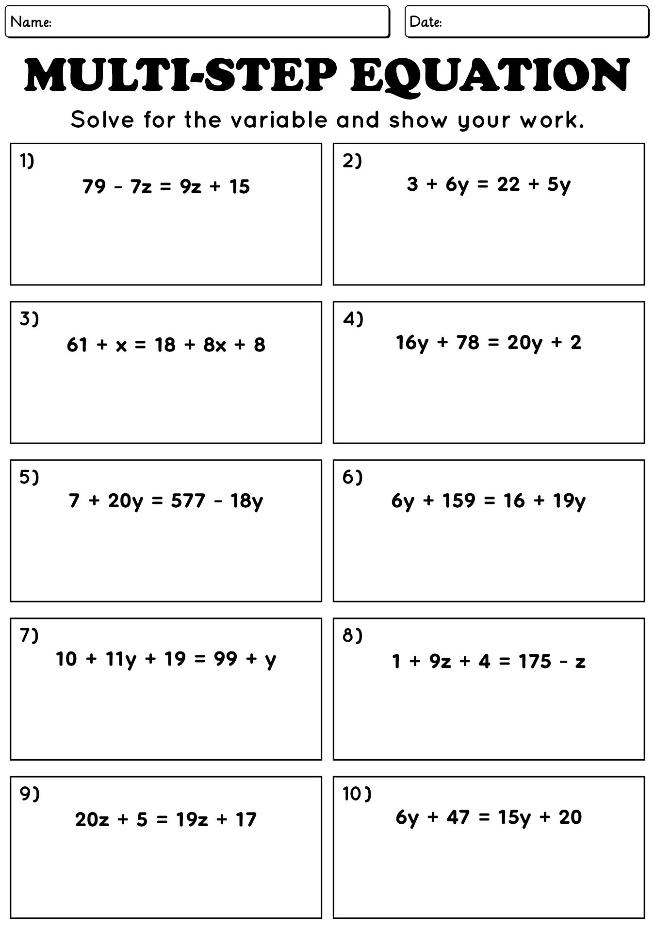 15 Multi Step Equations Worksheets Free PDF At Worksheeto 15 Multi Step Equations Worksheets Free PDF At Worksheeto