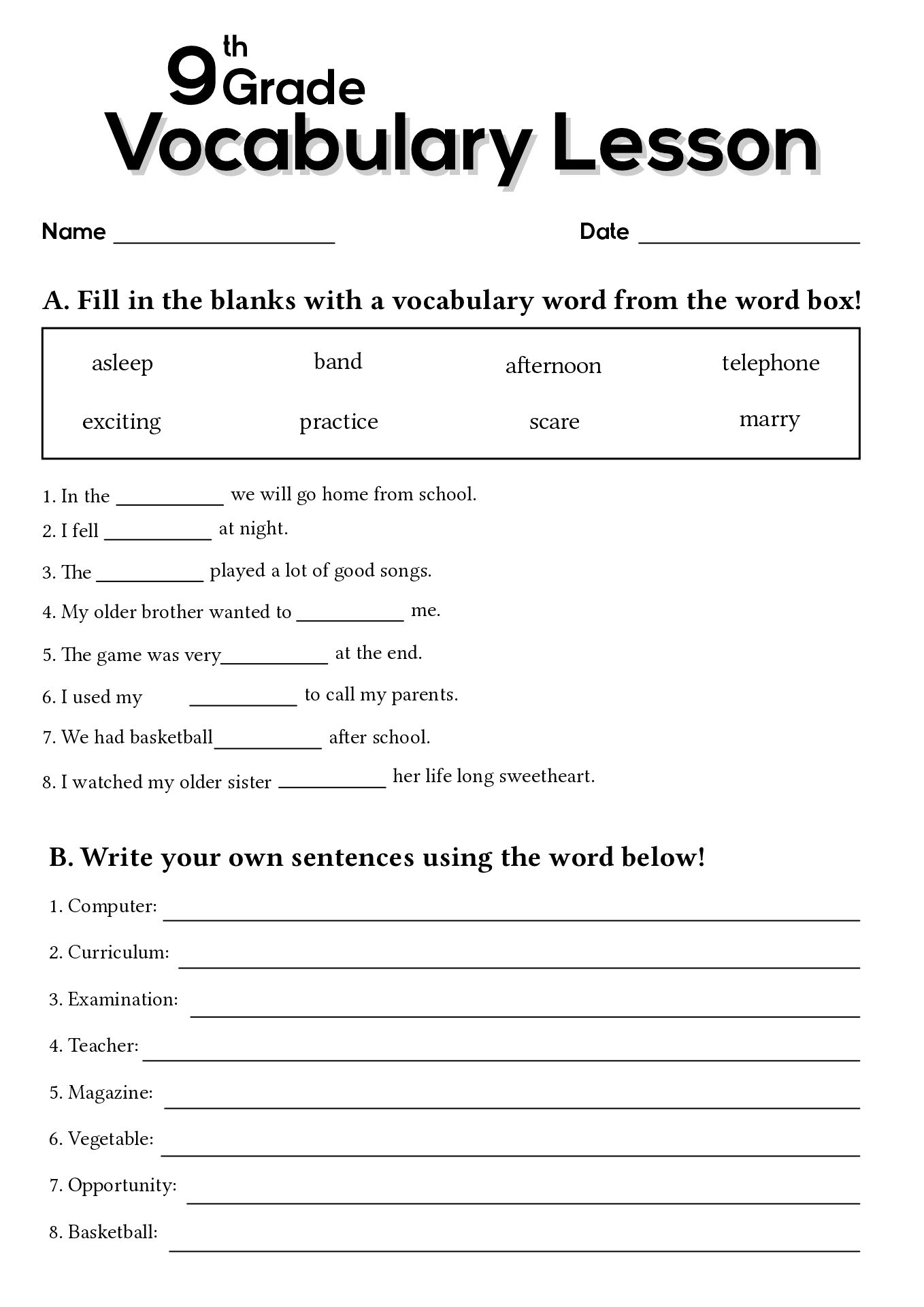 17 9th Grade Worksheets Spelling Words Spelling Worksheets Spelling Words 9th Grade English