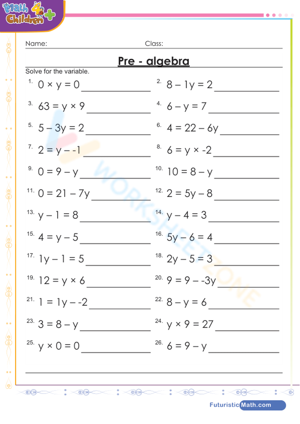 1st Grade Algebra Worksheets Printable 1st Grade Algebra Worksheets Printable
