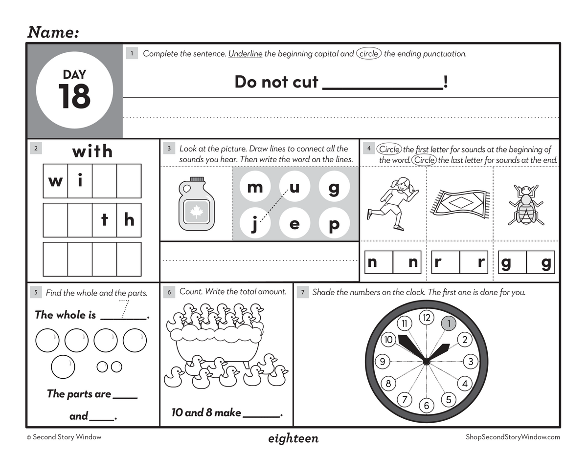 1st Grade Morning Work Term 1 Daily Math And ELA Spiral Review Second Story Window