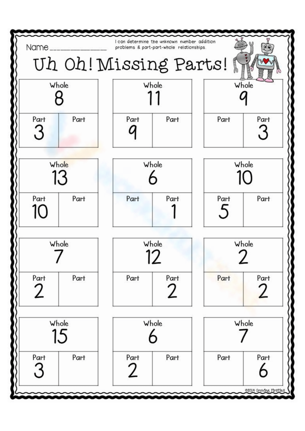 Part Part Whole Worksheets Free Teach Prints