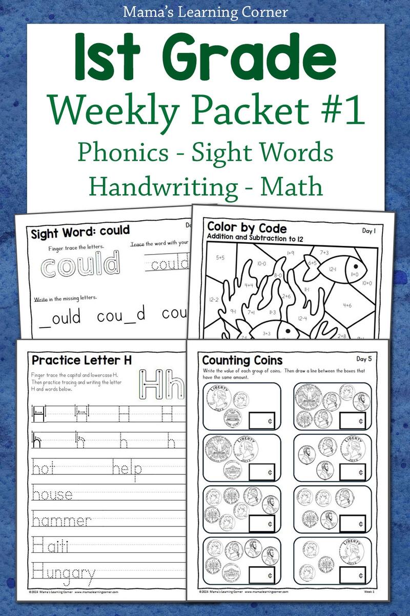 1st Grade Summer Review Worksheets Week 1 Mamas Learning Corner Free First Grade Worksheets That Actually Work Big City Readers