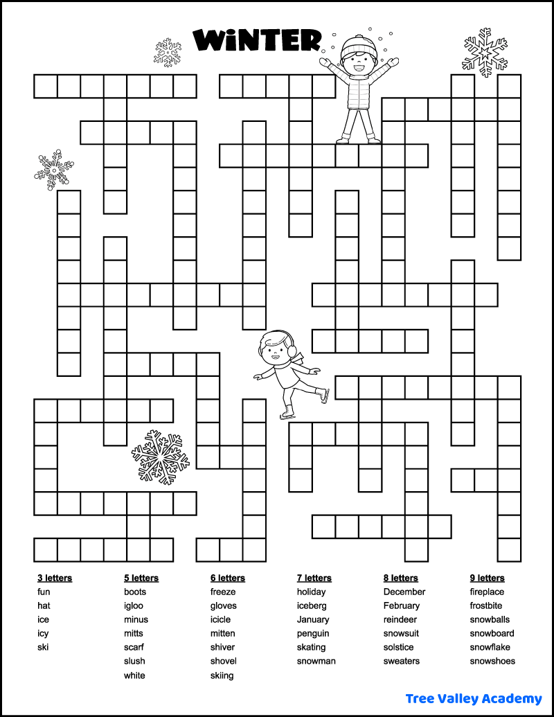 27 Printable Winter Word Puzzles Tree Valley Academy Winter Worksheets Free Printables Superstar Worksheets