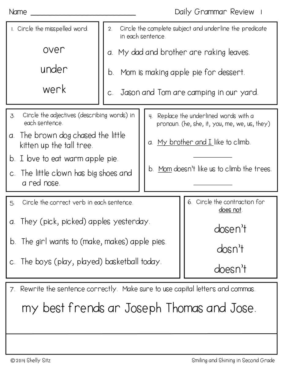 2nd Grade Morning Work Freebies And More Second Grade Teaching Blog Grammar Worksheets For Grades 2 3 Free Download