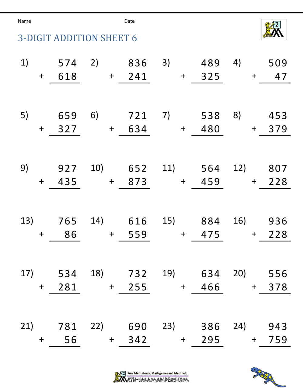 3 Digit Addition Worksheets Three Digit Mixed Addition And Subtraction Without Regrouping Worksheets Etsy