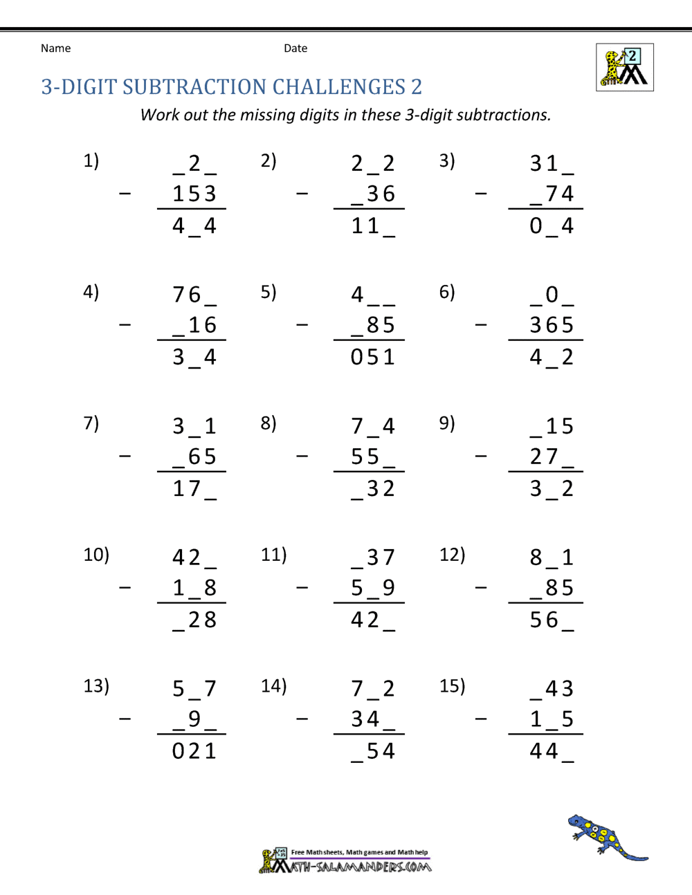 3 Digit Subtraction Worksheets Superstar Worksheets