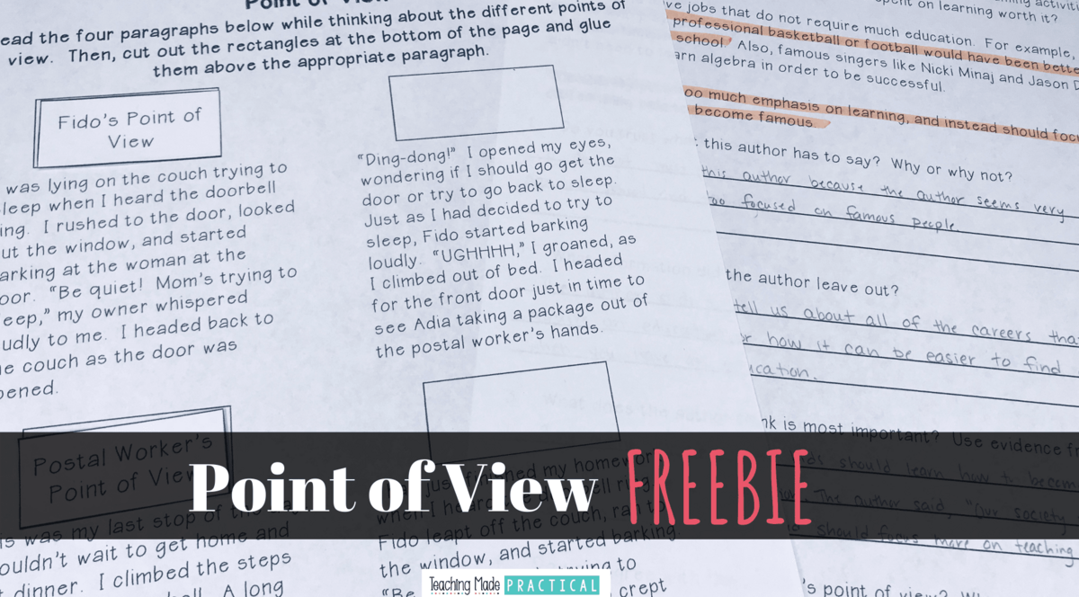 3 Free Point Of View Worksheets For 3rd 4th And 5th Grade Teaching Made Practical