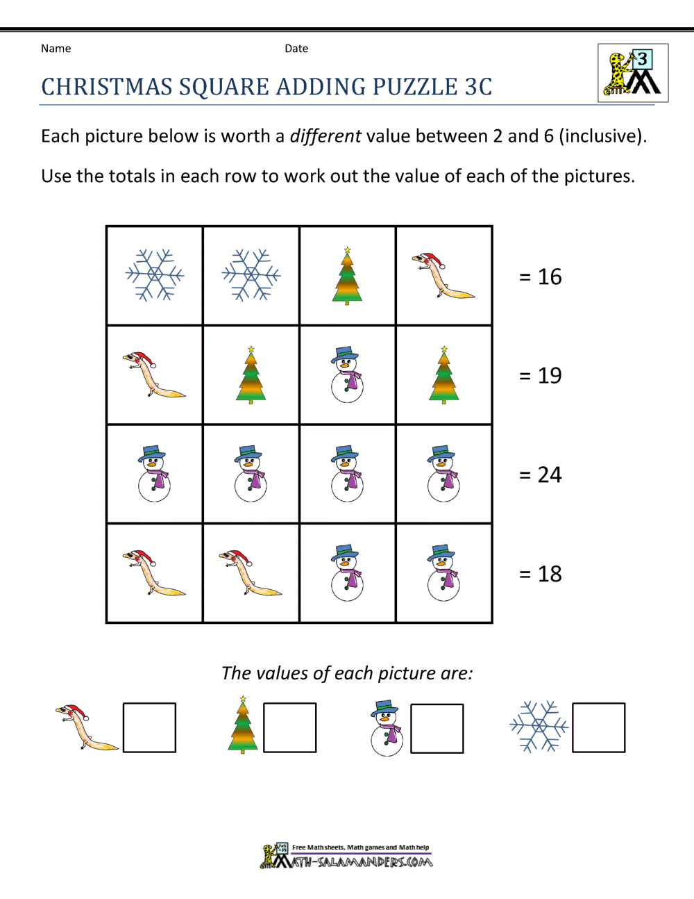 3rd Grade Christmas Math Worksheets Math Christmas Worksheets PDF Free Download