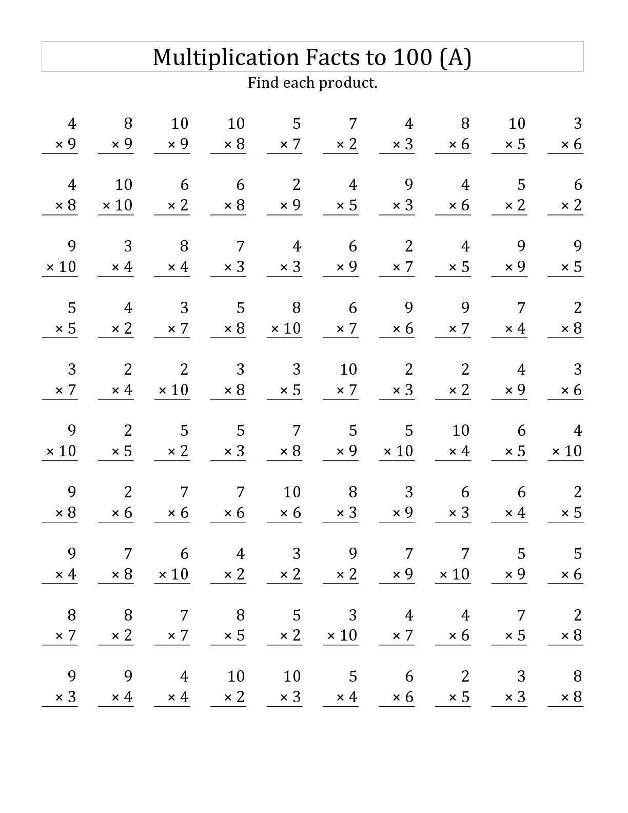 Multiplication Worksheets For Grade 3