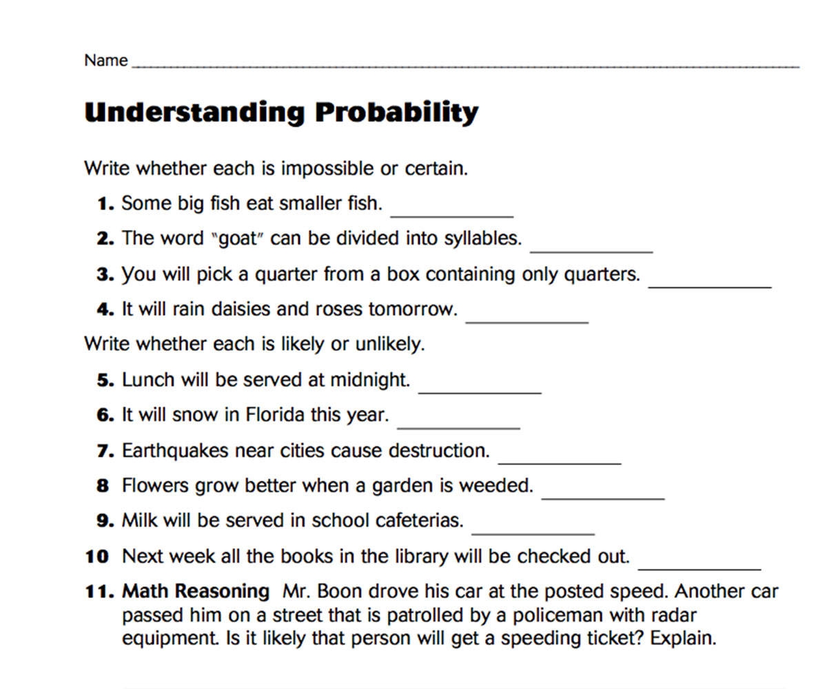 3rd Grade Probability And Statistics Worksheets 2nd Grade Statistics Worksheets Printable