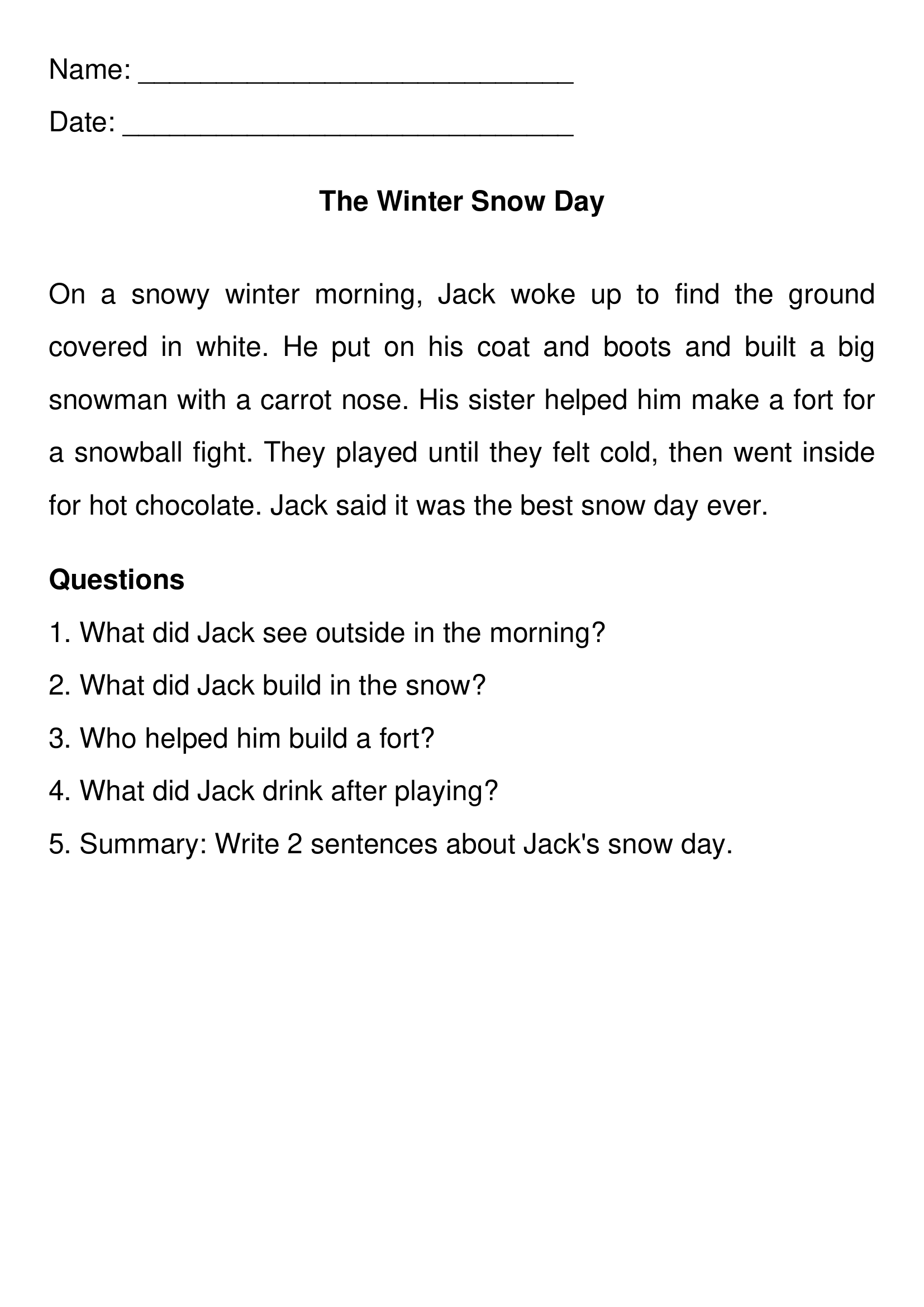 3rd Grade Reading Comprehension Worksheets Printable Passages Questions 3rd Grade Reading Comprehension Worksheets Printable Passages Questions