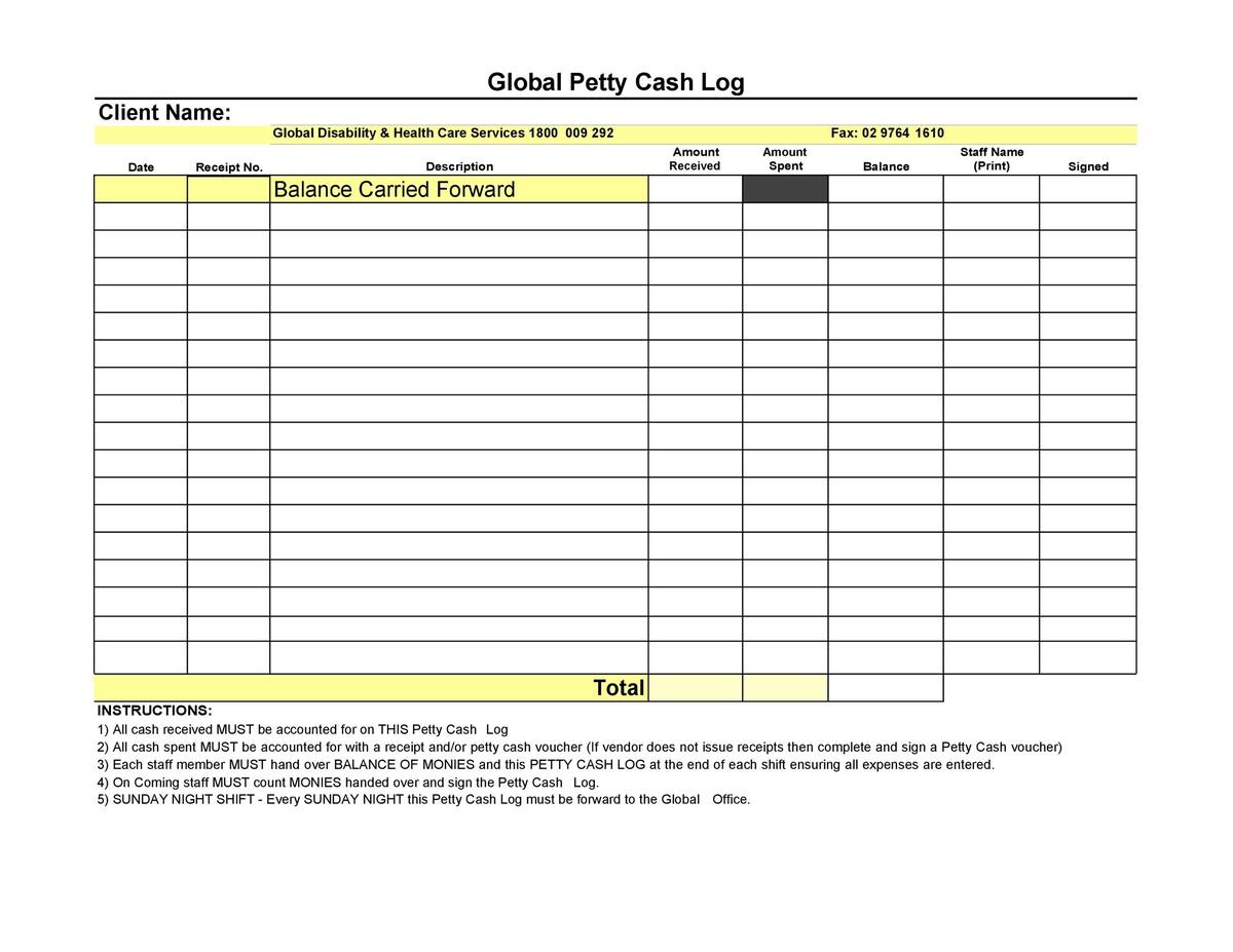 40 Petty Cash Log Templates Forms Excel PDF Word TemplateLab 40 Petty Cash Log Templates Forms Excel PDF Word TemplateLab