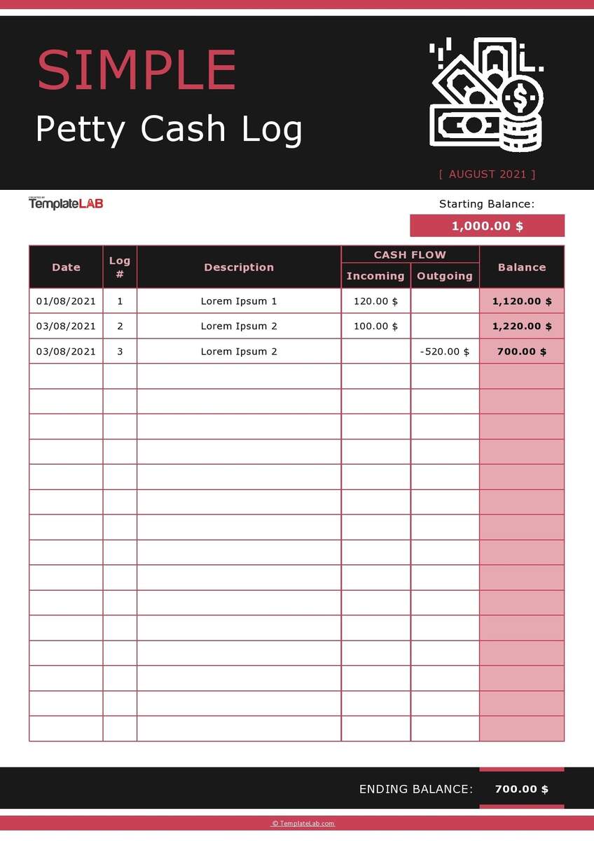 40 Petty Cash Log Templates Forms Excel PDF Word TemplateLab