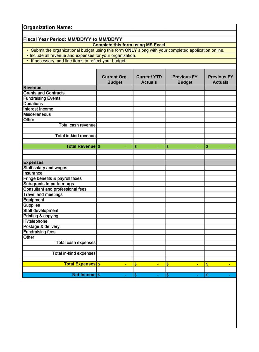 40 Simple Nonprofit Budget Templates Excel Word