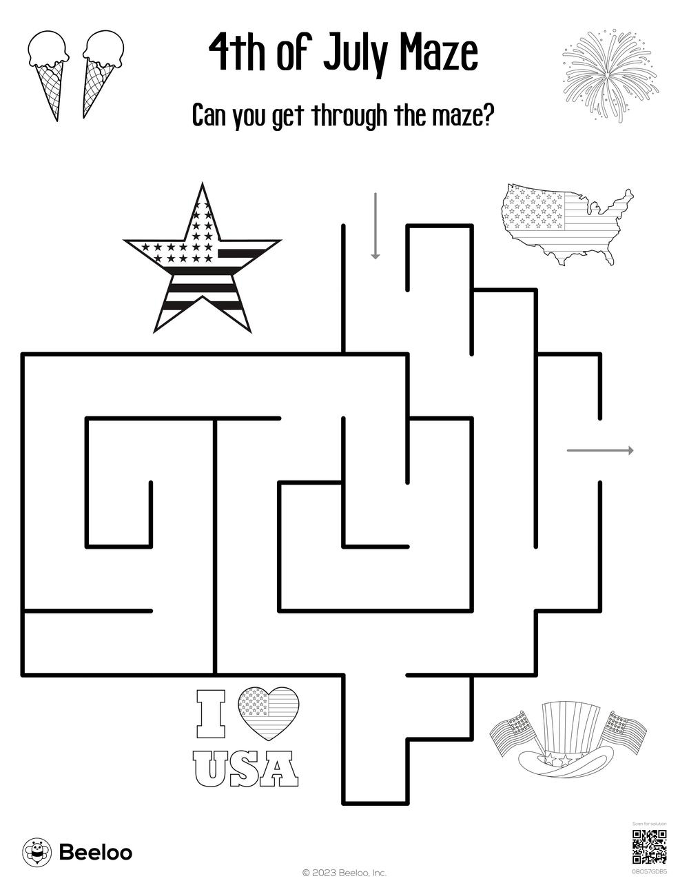 4th Of July Maze Beeloo Printable Crafts And Activities For Kids 4th Of July Maze Beeloo Printable Crafts And Activities For Kids