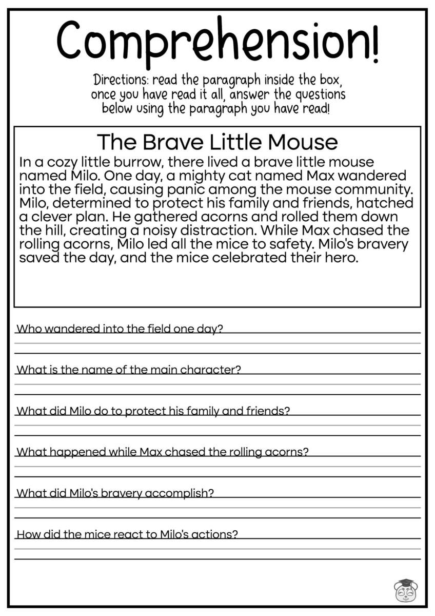 5 Printable Reading Comprehension English Worksheets Ages 4 7 KG1 To Grade 2 Etsy
