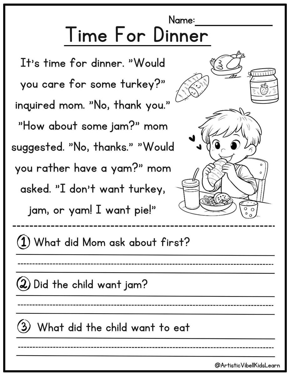 50 Kindergarten 1st Grade Reading Comprehension Passages Worksheets Sentences Reading Worksheet Fluency Worksheet English Learing Set 1 Etsy 1st Grade Reading Worksheets Best Coloring Pages For Kids Worksheets Library