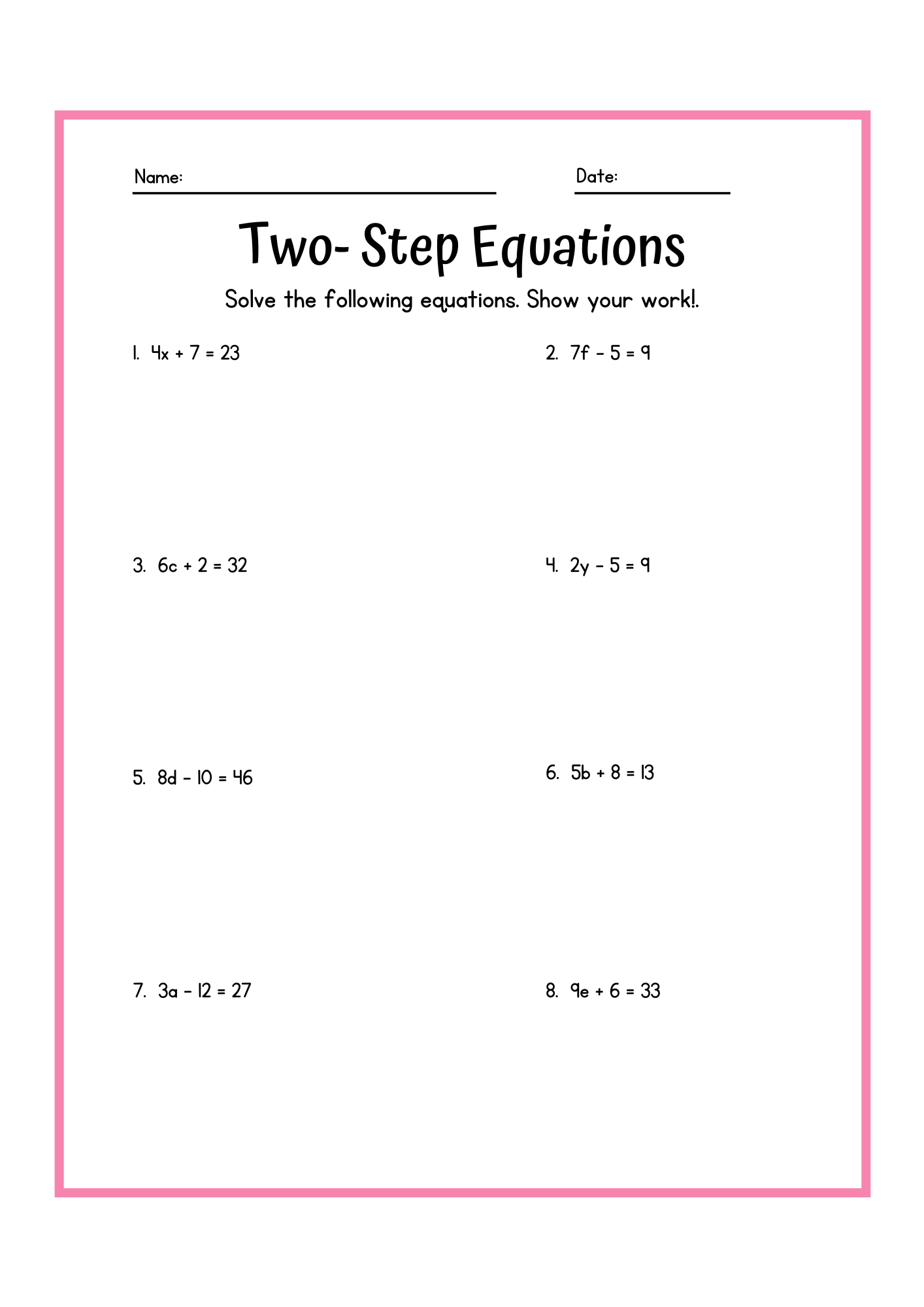 50 Two Step Equations Worksheet Samples To Download In PDF 50 Two Step Equations Worksheet Samples To Download In PDF
