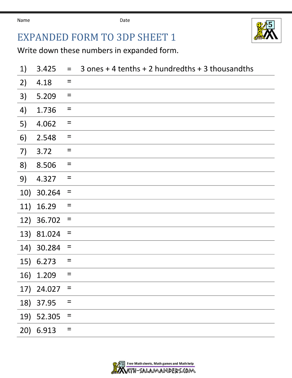 5th Grade Place Value Worksheets 5th Grade Place Value Worksheets