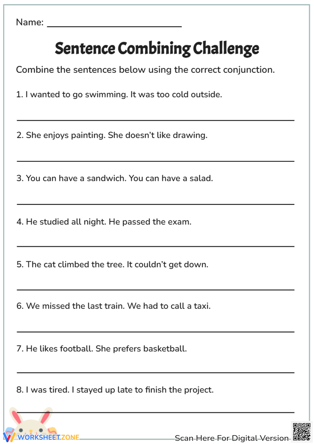6th Grade Conjunctions Worksheets Printable