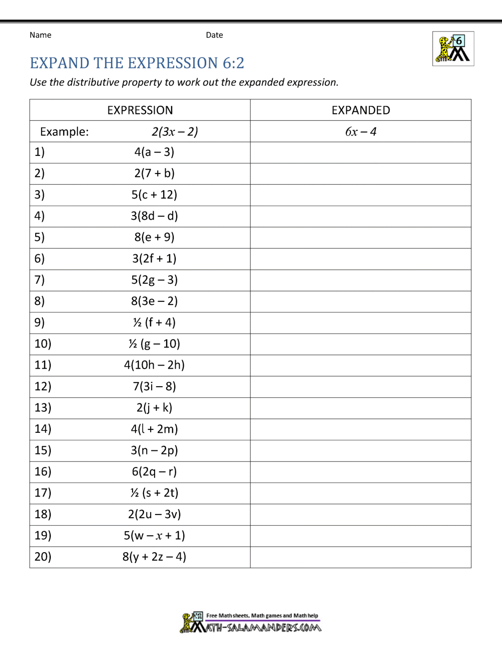6th Grade Distributive Property Worksheets 6th Grade Distributive Property Worksheets