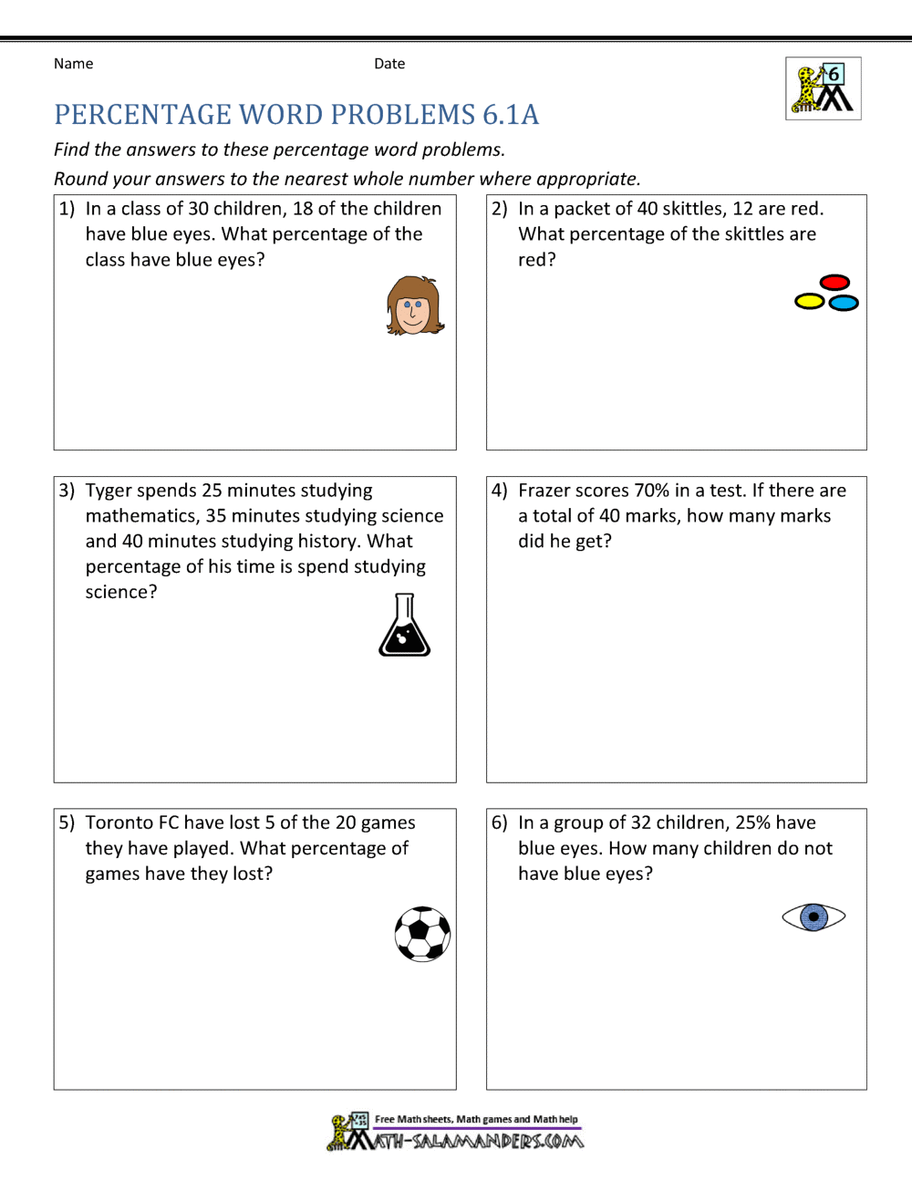 6th Grade Percent Word Problems Free Printable Percentage Word Problems Worksheet For Fifth Grade
