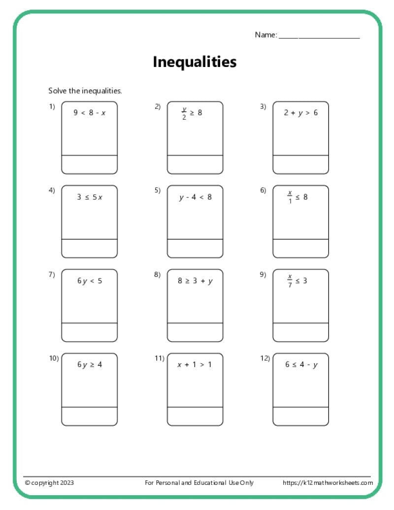 7th Grade Algebra Worksheets 7th Grade Algebra Worksheets