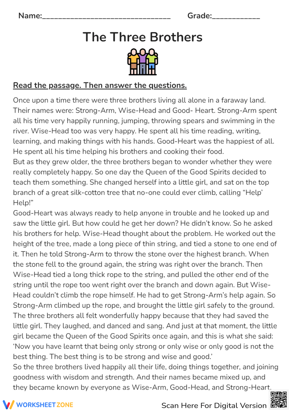 7th Grade Short Story With Questions Worksheets Printable