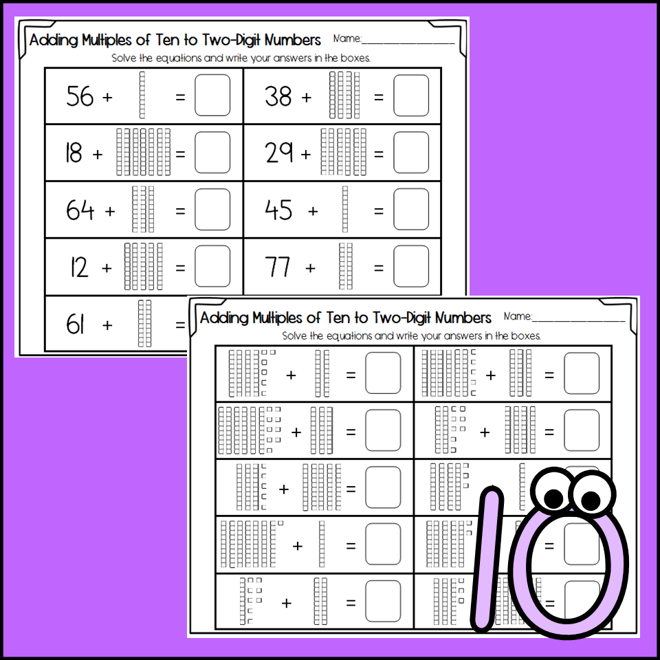 Adding Multiples Of Ten To A Two Digit Number Worksheets Made By Teachers