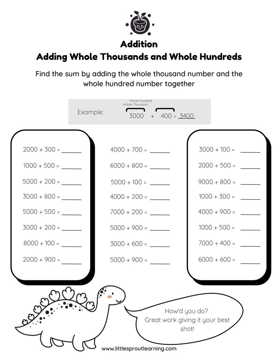 Adding Whole Hundreds And Whole Thousands Adding Whole Hundreds And Whole Thousands