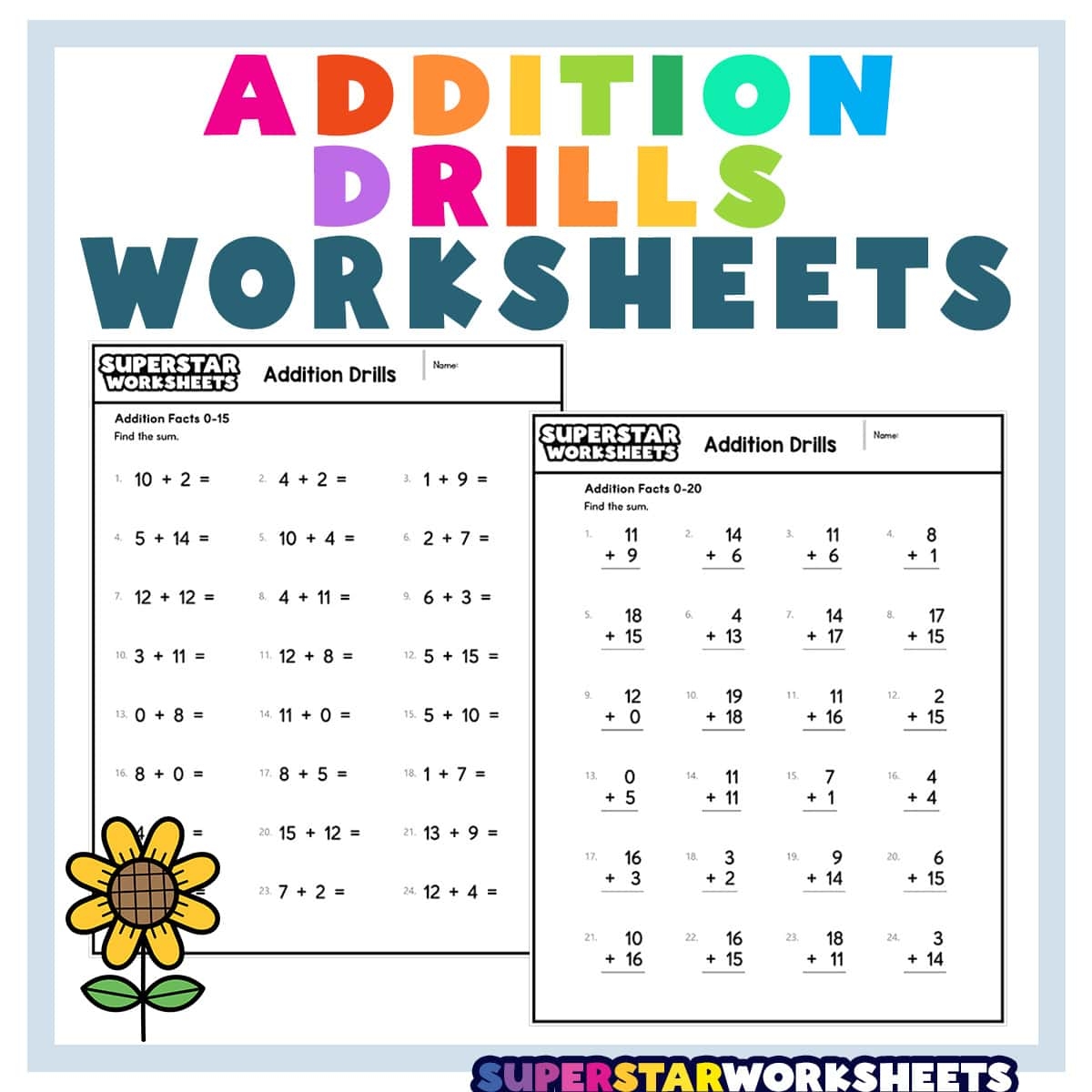 Addition 1 Minute Drill 10 Math Worksheets PDF Etsy