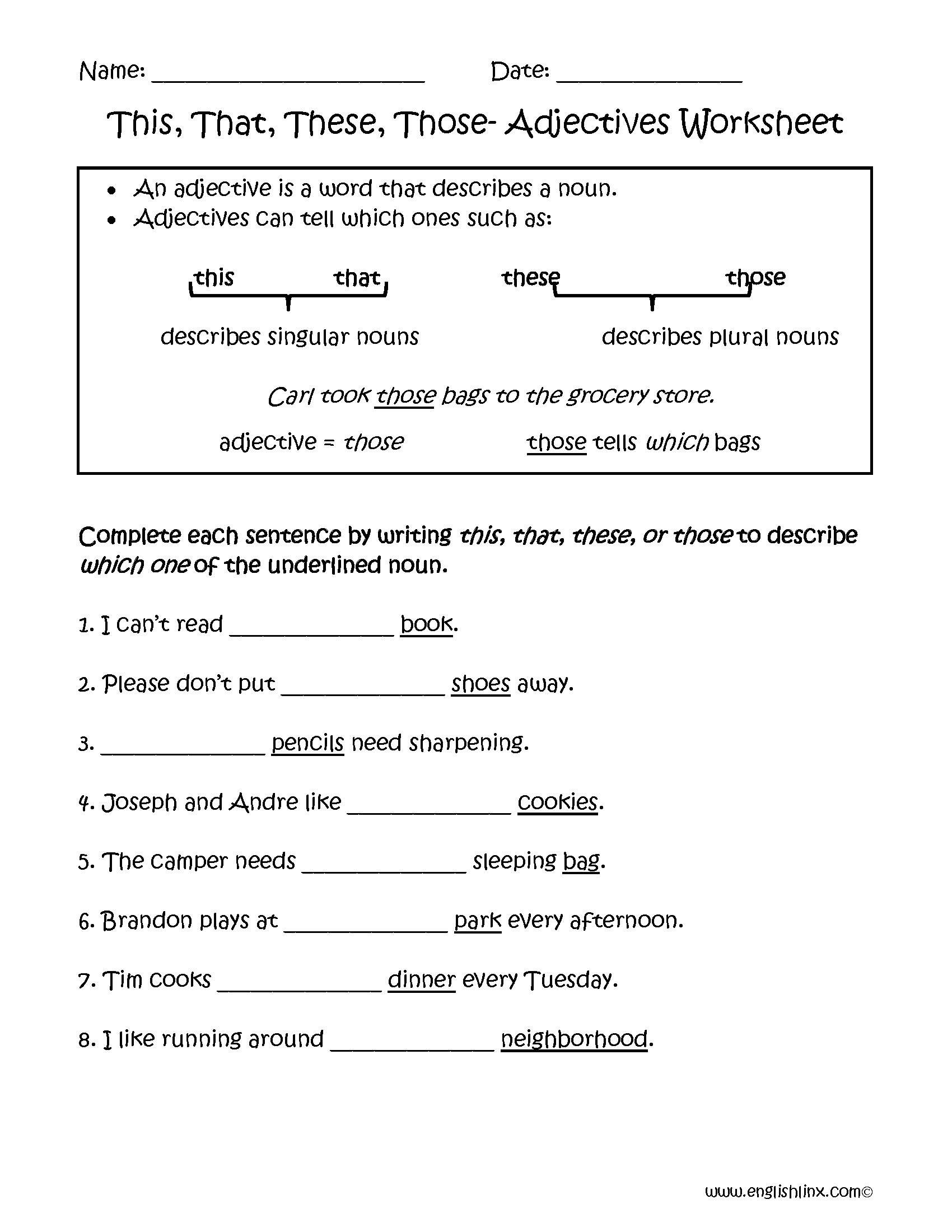 Adjectives Worksheets Regular Adjectives Worksheets