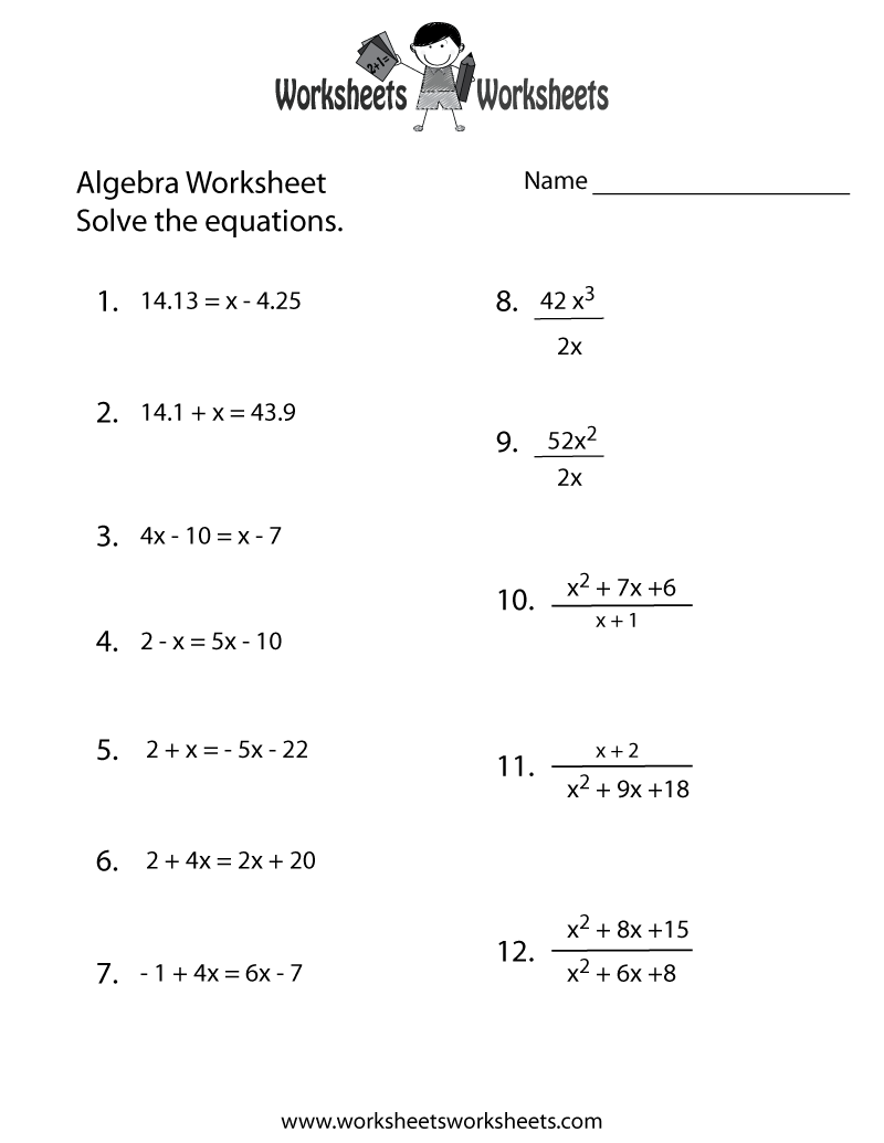 Algebra Practice Worksheet Worksheets Worksheets Algebra Practice Worksheet Worksheets Worksheets