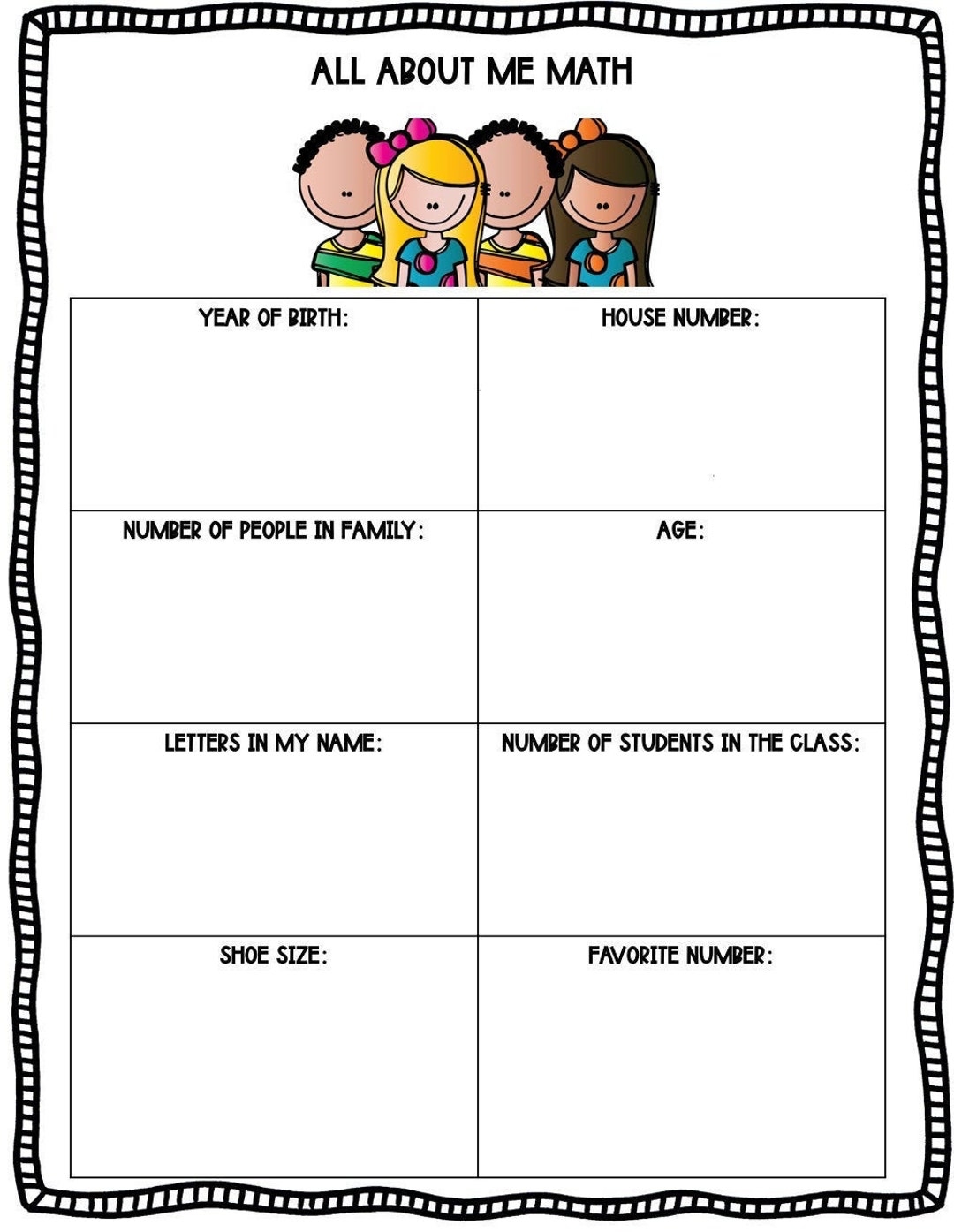 All About Me Math Figure Me Out Math Printable Activity Etsy Figure Me Out Icebreaker TeacherVision