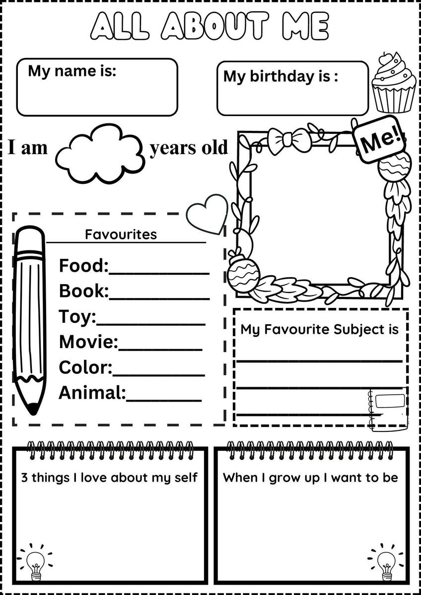 All About Me Printable Preschool Worksheet Free PDF MindyMakes