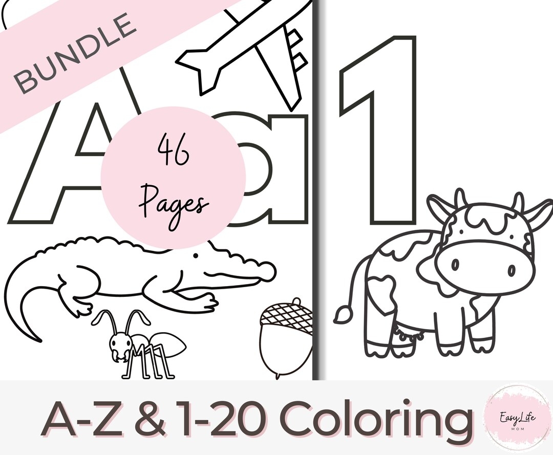Alphabet Number Coloring Pages ABC 123 Learning PDF Download Etsy