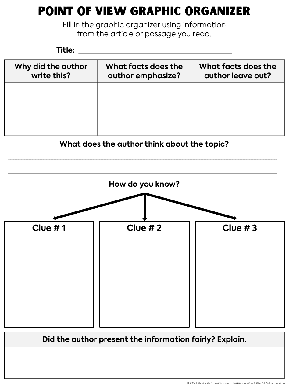 Analyzing Point Of View 3 Free Graphic Organizers Teaching Made Practical
