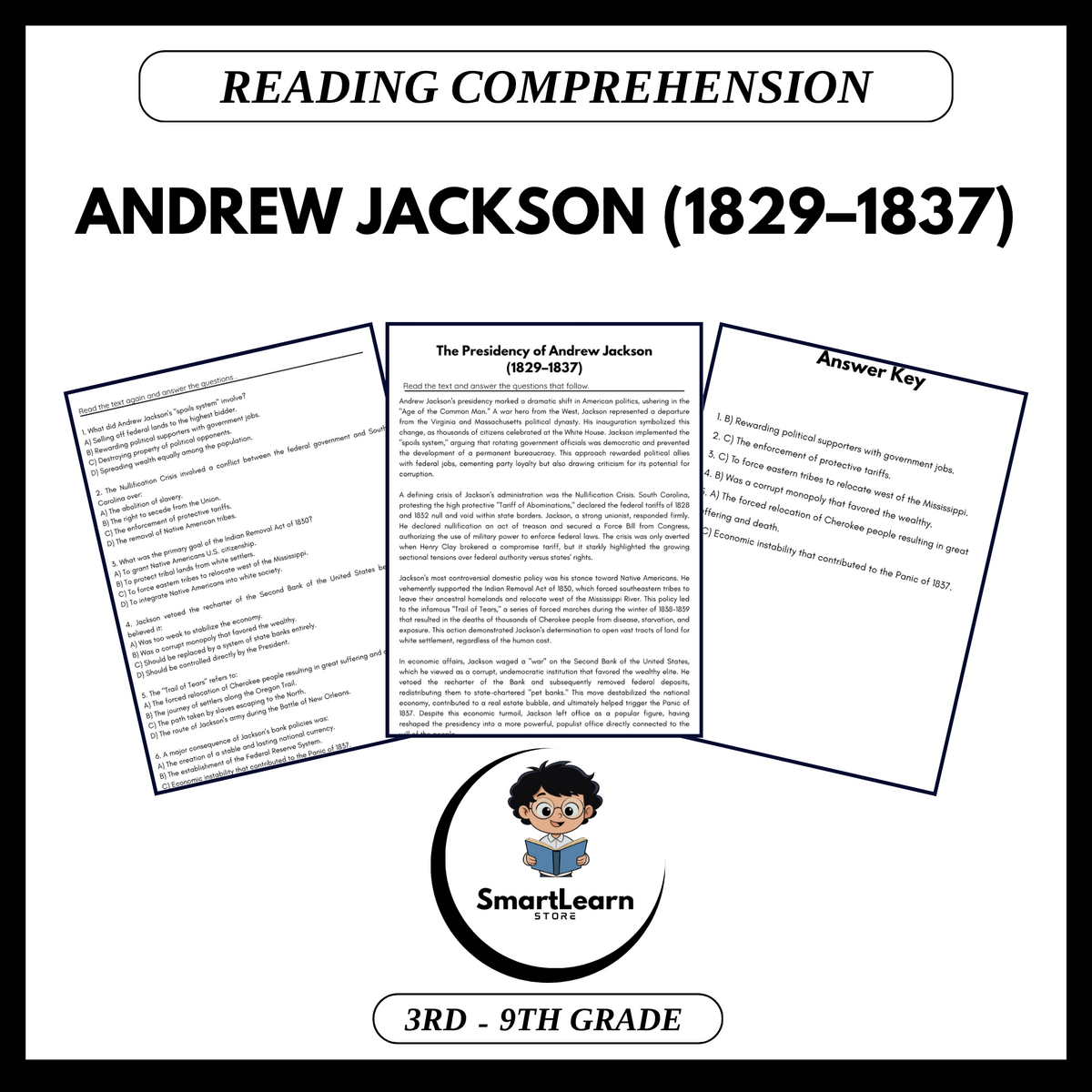 Andrew Jackson Reading Comprehension Passages And Questions Made By Teachers