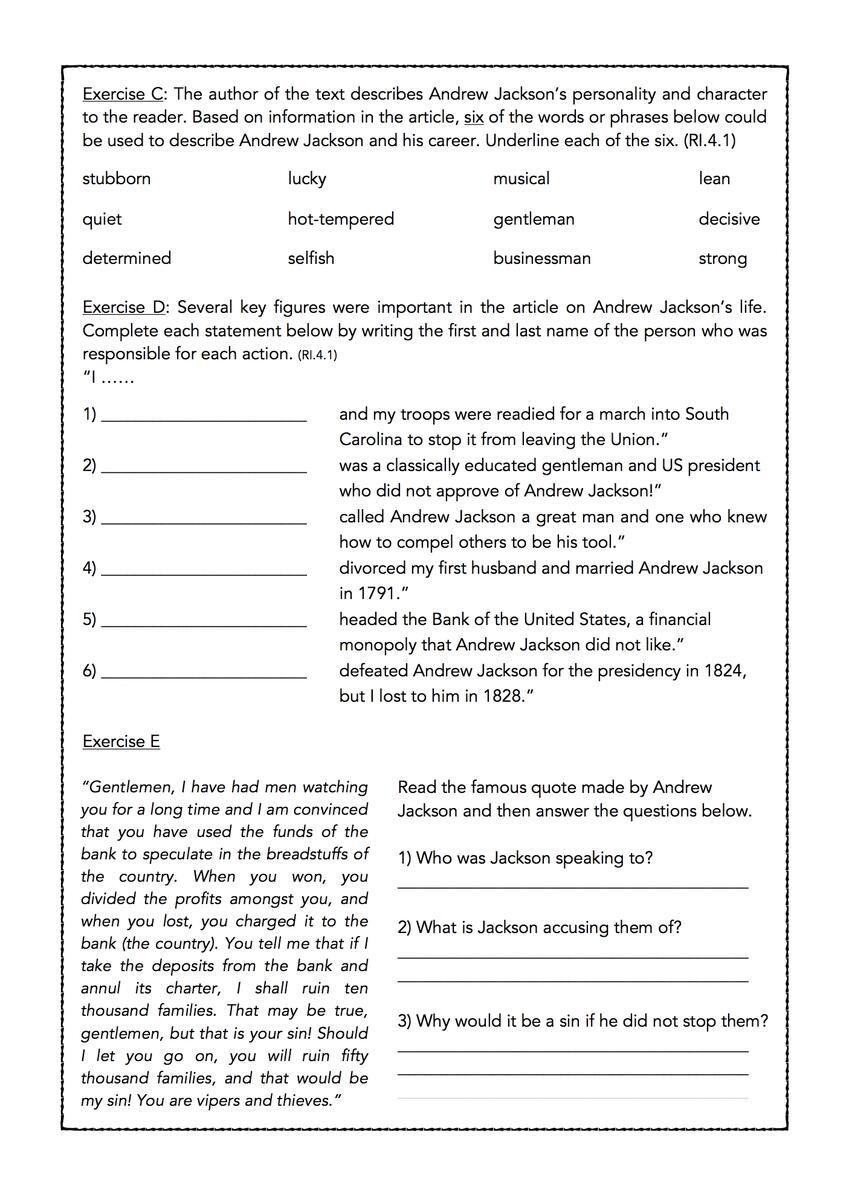 Andrew Jackson U S President Biography And Assessment Classful