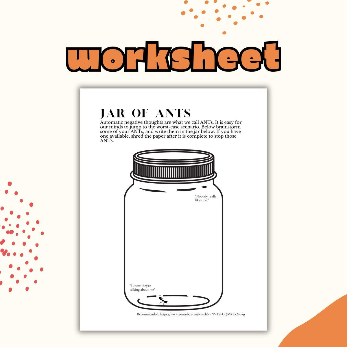 Ants CBT Worksheet Therapy Activity For Children Teens Printable Etsy