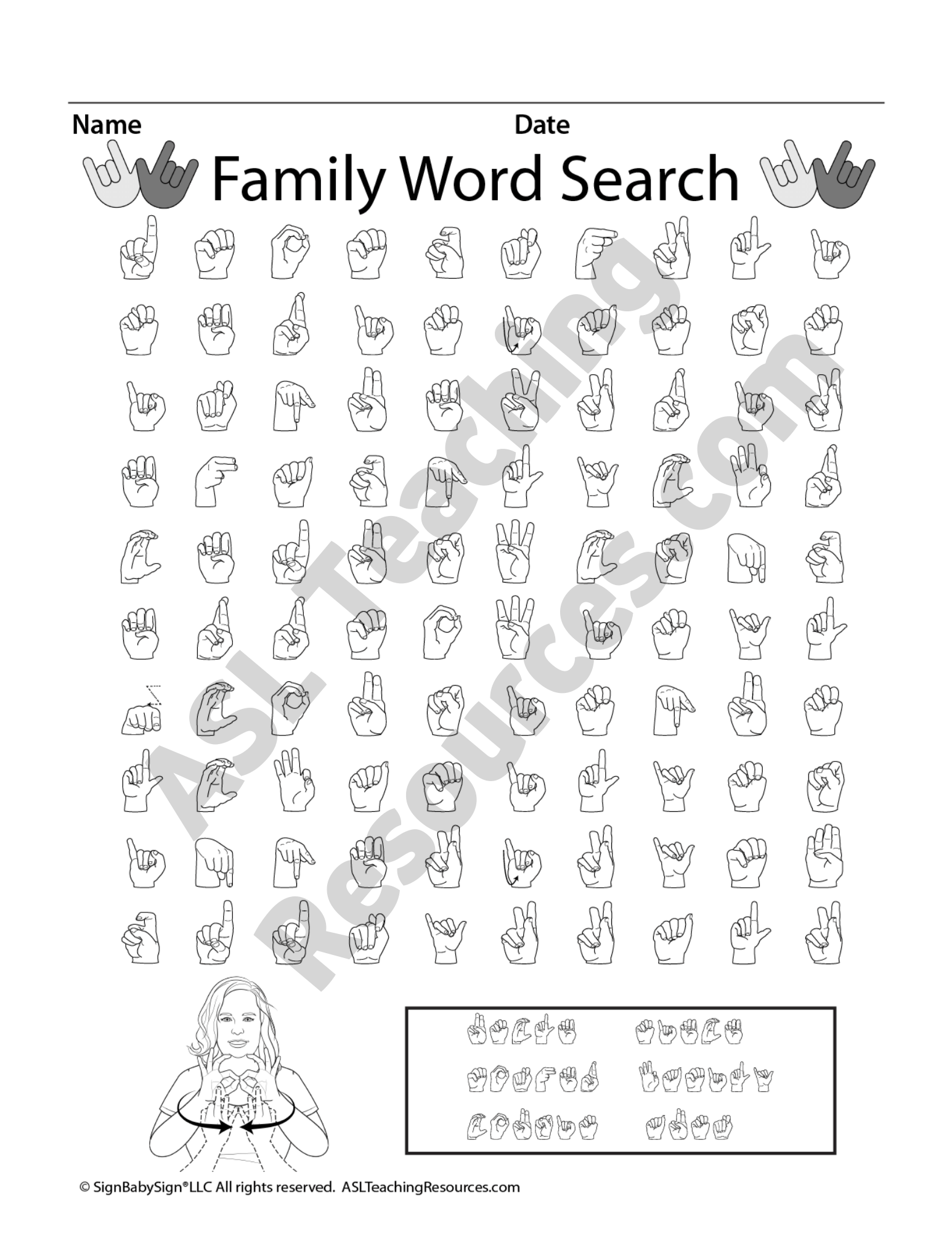 ASL Family Word Search Game ASL Teaching Resources ASL Family Word Search Game ASL Teaching Resources
