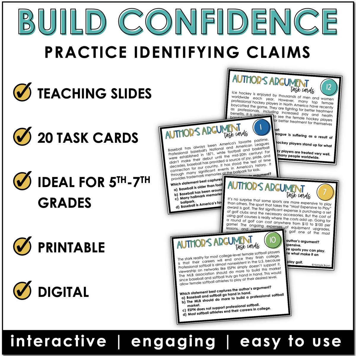 Author S Argument Task Cards Identifying The Main Claim Author S Argument Task Cards Identifying The Main Claim