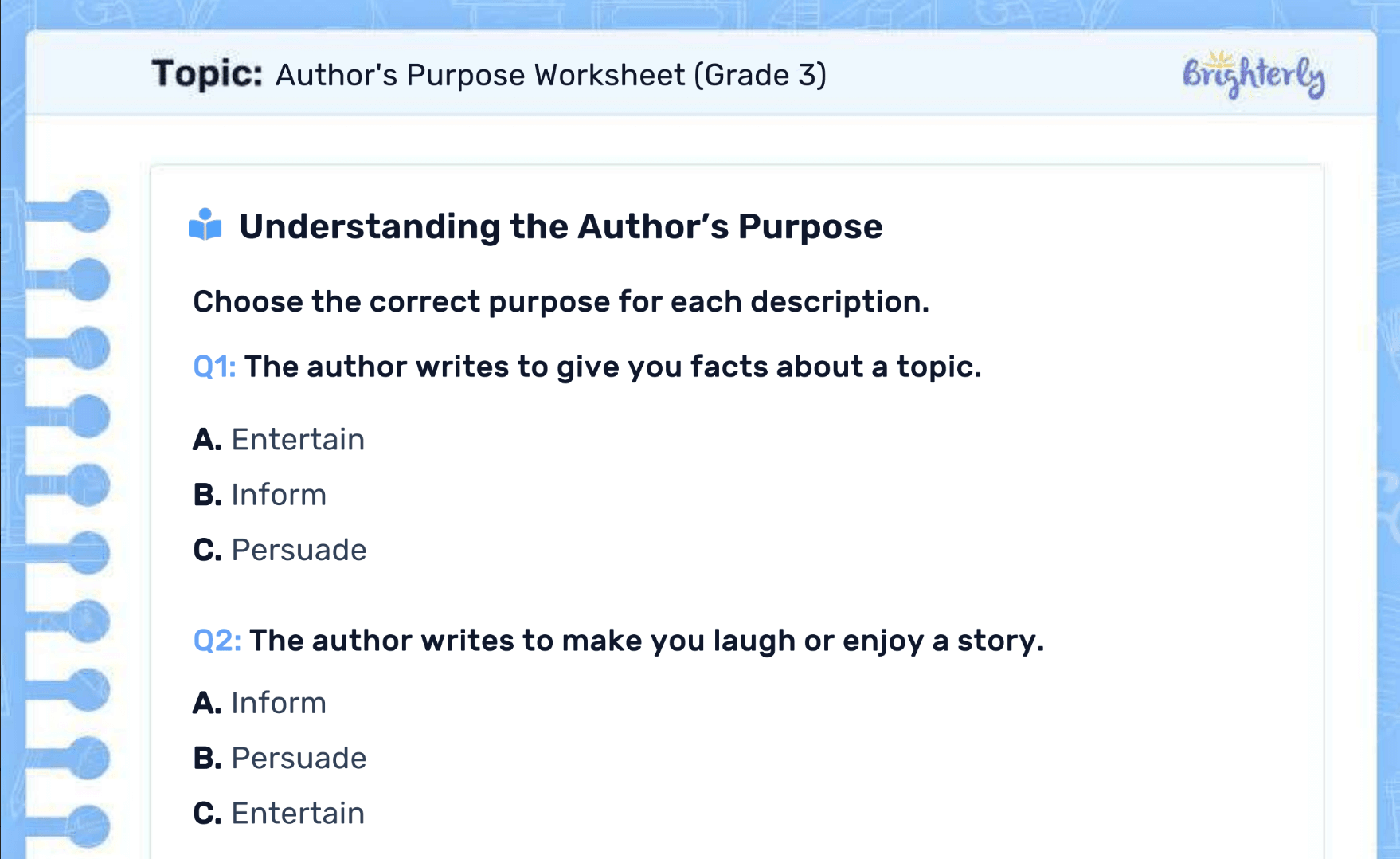 Author S Purpose Worksheet Free Printable