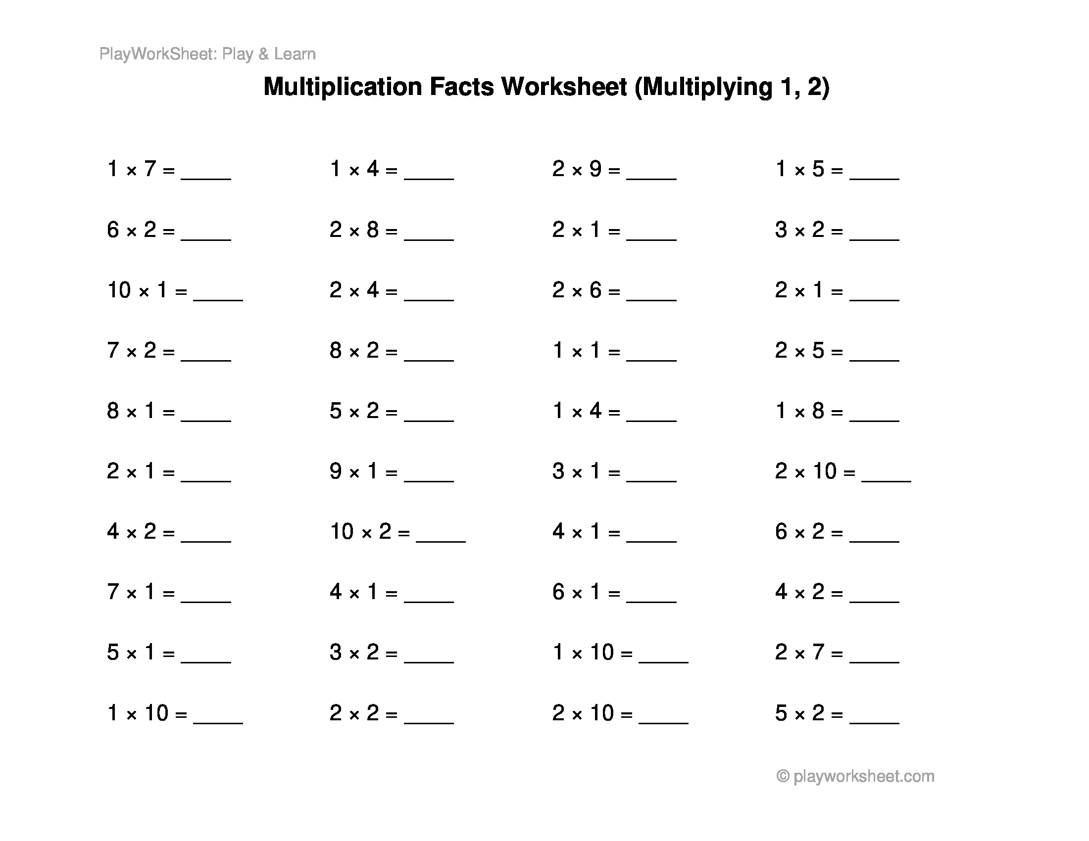 Basic Multiplication Facts Worksheet Multiplying 1 And 2 Free Printables For Kids Basic Multiplication Facts Worksheet Multiplying 1 And 2 Free Printables For Kids