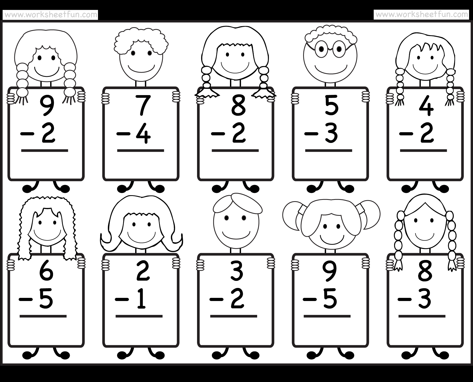Beginner Subtraction 10 Kindergarten Subtraction Worksheets FREE Printable Worksheets Worksheetfun Subtraction Tables Worksheets Charts Math Drills PDF Free Printables Lettering SVG Files Tools Apps
