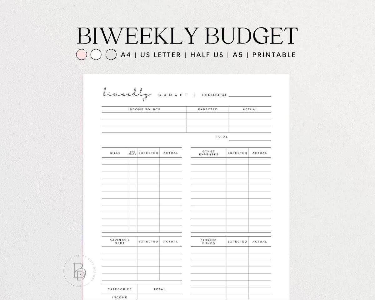 Biweekly Budget Planner Printable Budget By Paycheck A4 A5 US Letter Half Size PDF Etsy Bi Weekly Budget Overview Printable A4 A5 Letter PDF Etsy