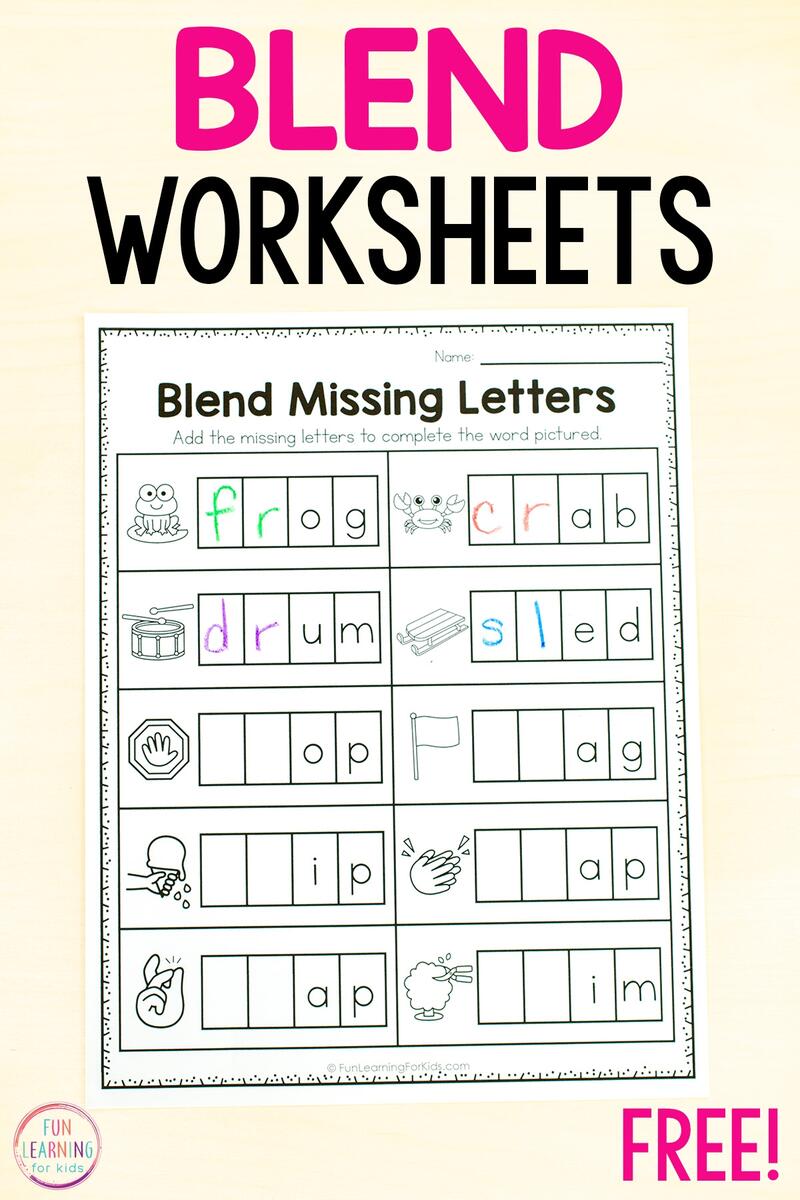 Blend Words Missing Sound Worksheets For Phonics Practice 22 Free Blends Worksheets Teach Prints